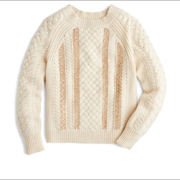 J. Crew Sweaters - NWT Jcrew Cable- knit sequin sweater size L